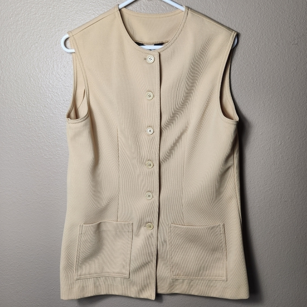 Vintage Jack Winter 60s Buttonfront Straw Yellow Tunic Vest-Size L